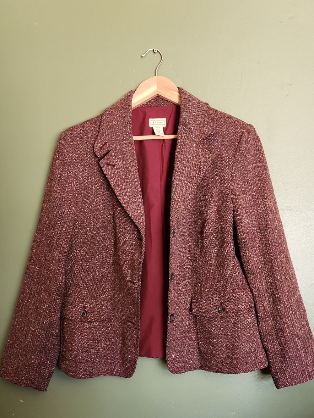 L.L. Bean Women's Maroon Tweed Blazer